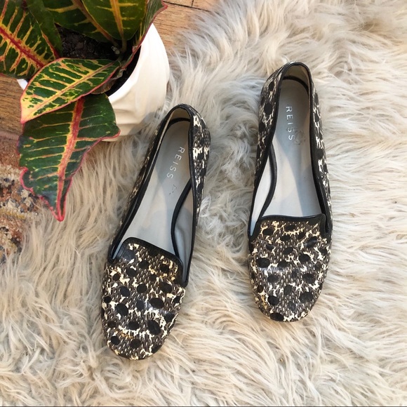 Reiss Shoes - Reiss Spotted Snake Print Leather Flats Reiss Shoes - Reiss Spotted Snake Print Leather Flats